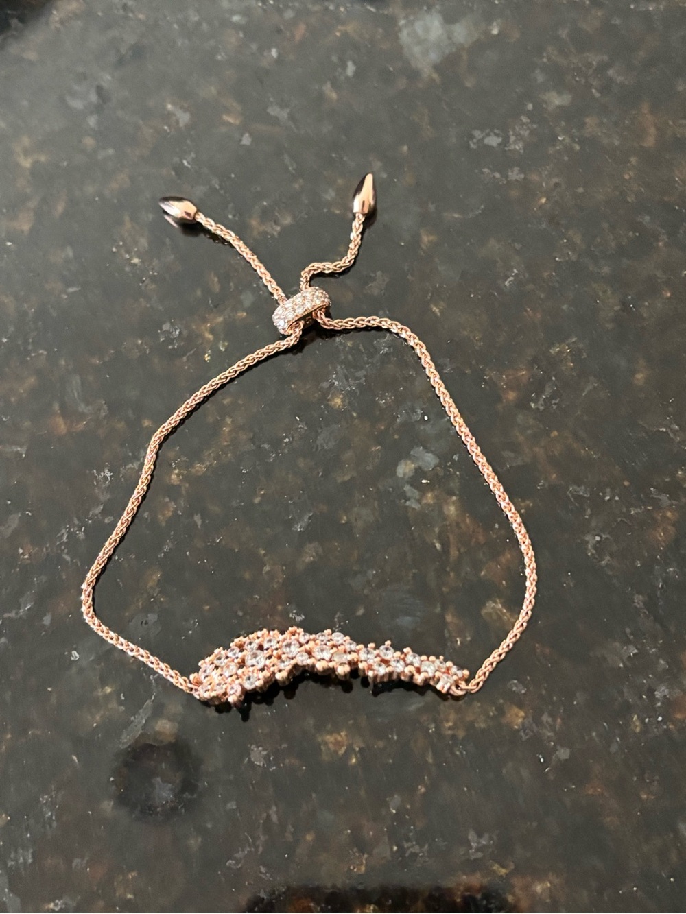 Rose Gold Crystal Adjustable Slider Bracelet